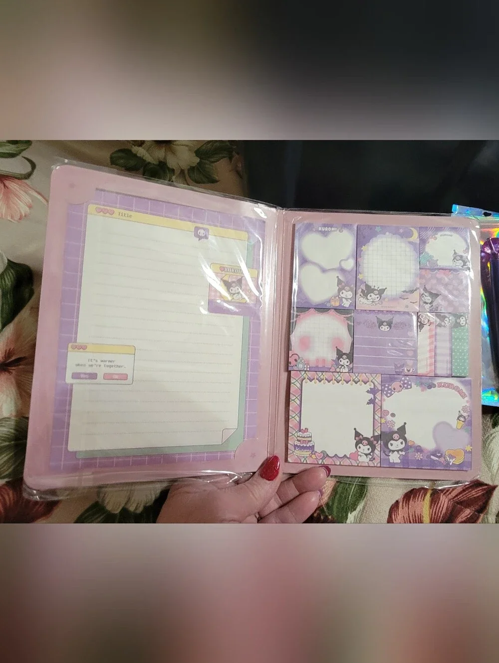 Kuromi Purple Tablet Accessory Bundle — Notebook, Sticky Memo Book & Pen